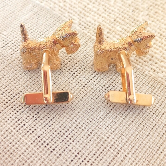 Vintage Swank Scottie Dog Gold Toned Cuff Links - Picture 3 of 7